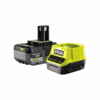 Ryobi 18V ONE+ Ladegerät RC18120 + 5,0Ah Lithium Akku – Schnellladegerät Set